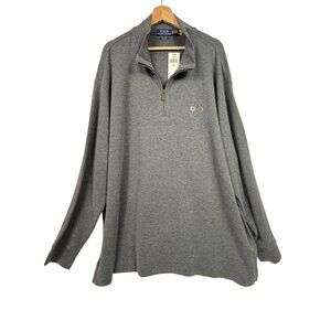 NWT Polo Ralph Lauren Estate Rib 1/4 Zip Grey Pullover Sweater 3XB Flesh Pony